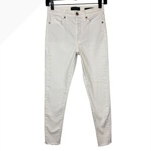 BANANA REPUBLIC High-Rise Skinny White Jeans Raw Hem Women's Size 25